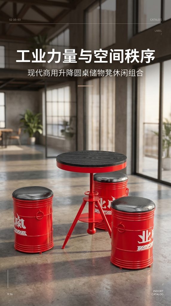 工业风桌椅组合网红奶茶店咖啡厅等候接待区域酒吧清吧露营风桌椅 - 产品图片