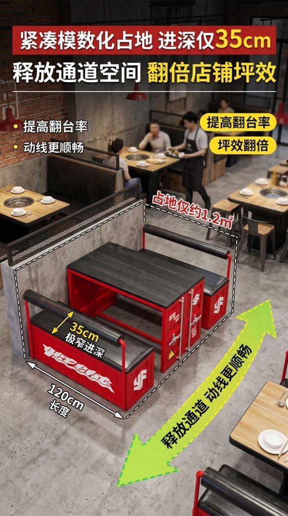 工业风酒吧清吧桌椅组合咖啡厅烧烤店商用创意集装箱铁艺卡座沙发 - 产品图片