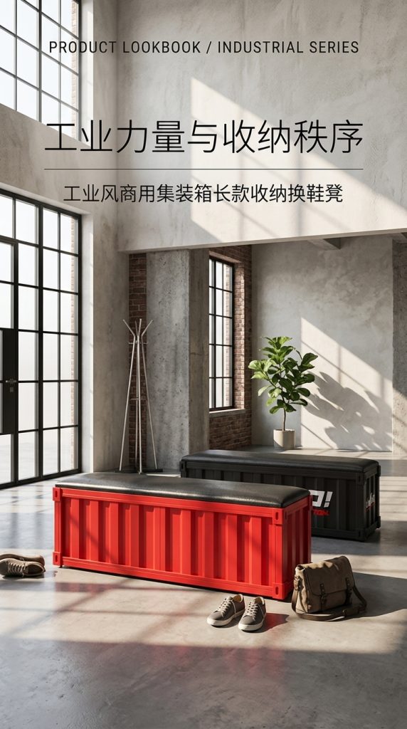 工业风长条凳网红奶茶店咖啡厅餐饮健身房收纳换鞋凳酒吧等候长凳 - 产品图片
