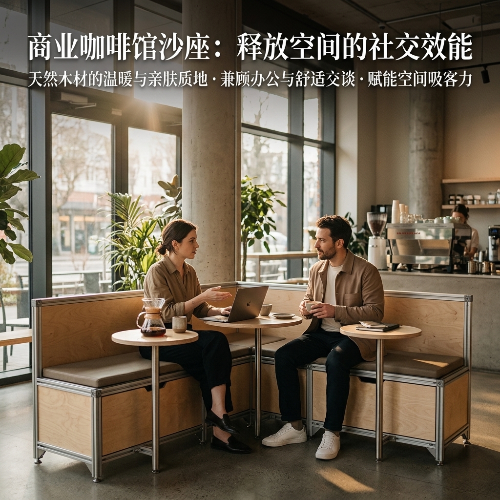 铝型材桌椅卡座休闲区桌椅组合茶几创意卡座储物柜商用转角卡座 - 产品图片