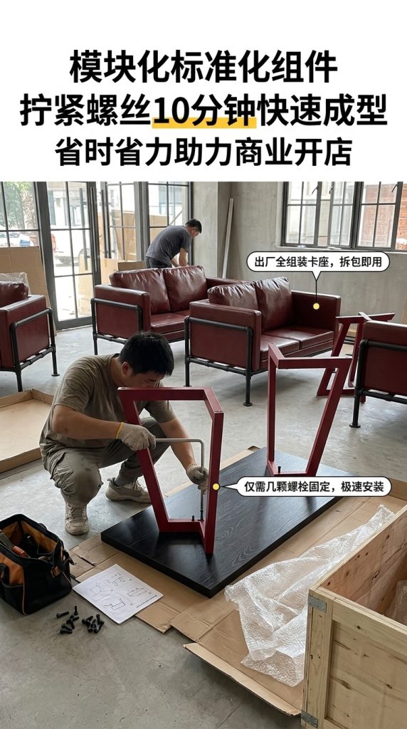 工业风酒吧沙发卡座接待餐桌网红奶茶店烧烤店清吧咖啡厅桌椅组合 - 产品图片
