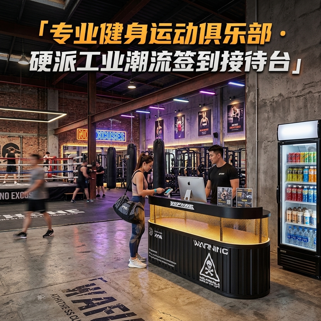 工业风吧台收银台酒吧清吧小酒馆健身房商用集装箱铁艺前台接待台 - 产品图片