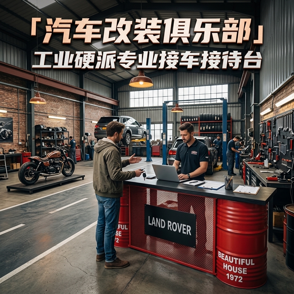 工业风酒吧清吧吧台收银台复古烧烤店汽修美容改装店铺前台接待台 - 产品图片