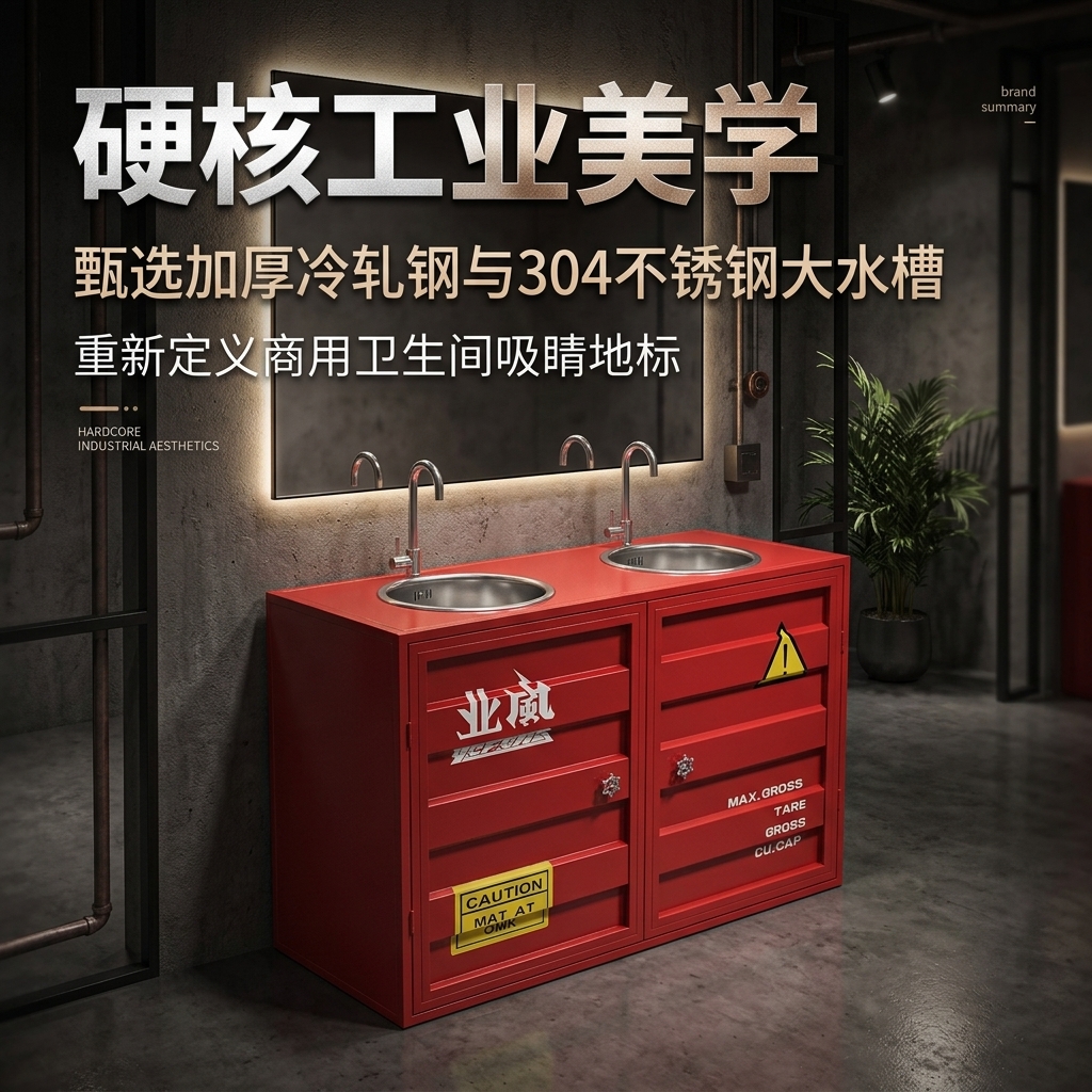 铁艺洗手池集装箱洗手盆柜子工业风酒吧清吧餐厅卫生间创意洗手 - 产品图片