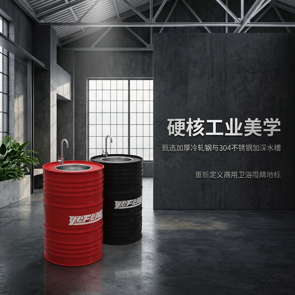 铁艺洗手盆复古工业风油桶创意卫生间洗漱台厕所个性洗手池洗手台 - 产品图片
