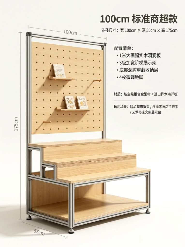 阶梯置物架商超多层陈列架海洋板店铺展示架洞洞板落地式收纳货架 - 产品图片