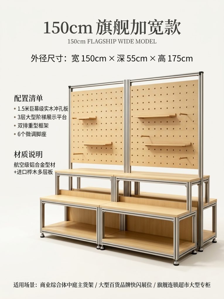阶梯置物架商超多层陈列架海洋板店铺展示架洞洞板落地式收纳货架 - 产品图片