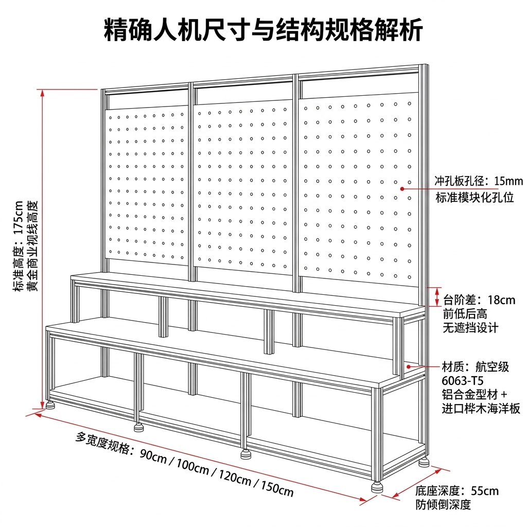 阶梯置物架商超多层陈列架海洋板店铺展示架洞洞板落地式收纳货架 - 产品图片