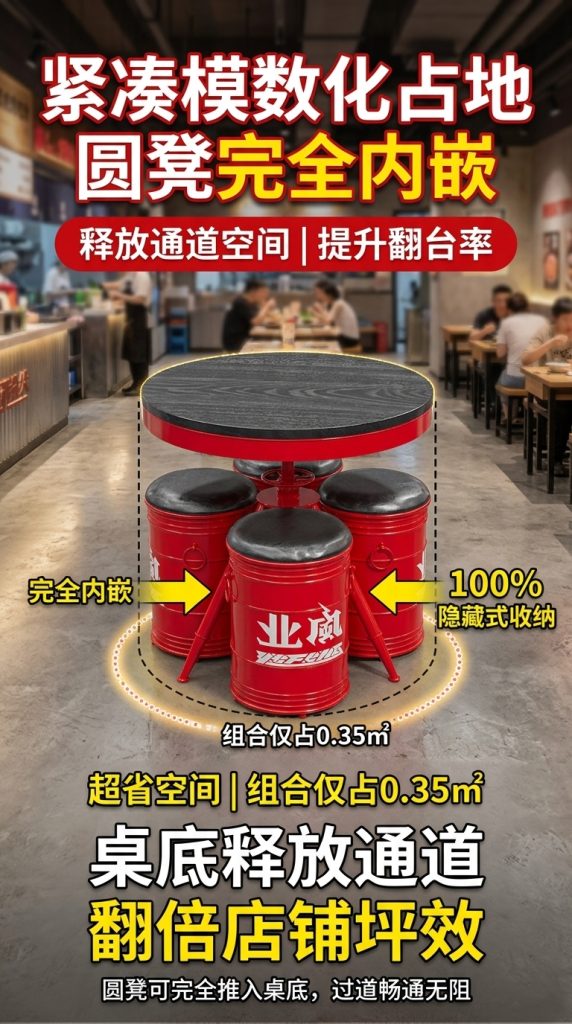 工业风桌椅组合网红奶茶店咖啡厅等候接待区域酒吧清吧露营风桌椅 - 产品图片