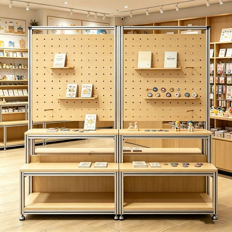阶梯置物架商超多层陈列架海洋板店铺展示架洞洞板落地式收纳货架 - 产品图片