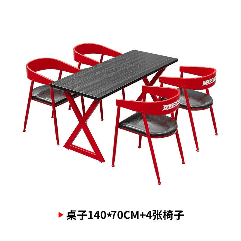 工业风酒吧清吧桌椅组合奶茶店咖啡厅卡座甜品店商用铁艺休闲桌椅 - 产品图片