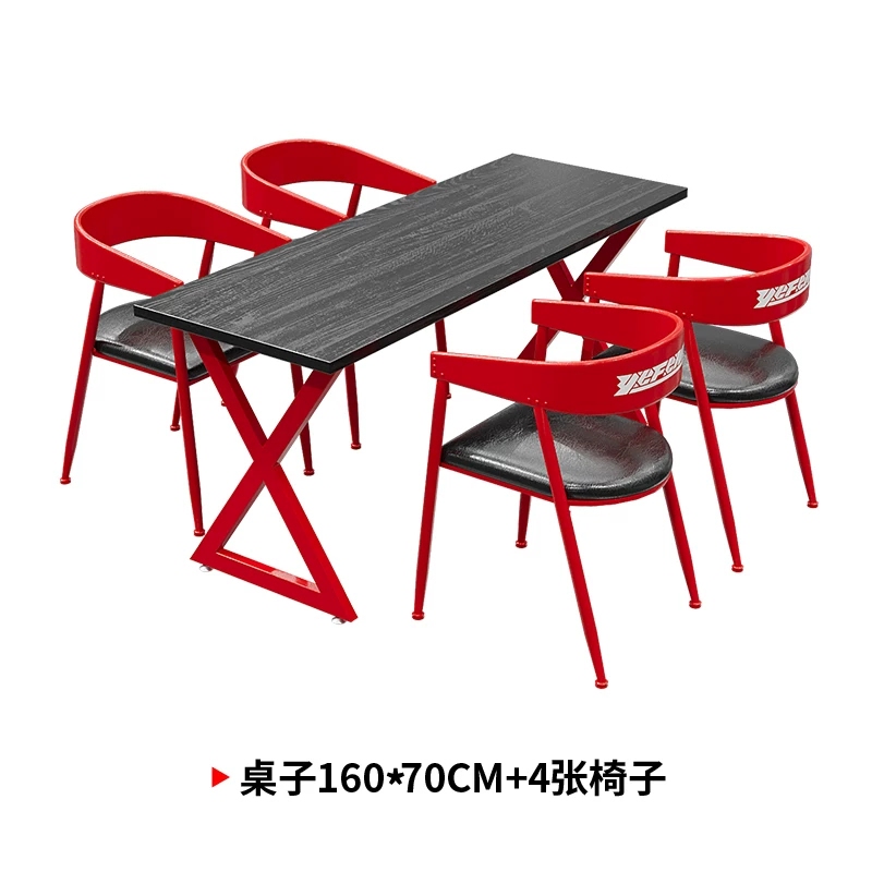 工业风酒吧清吧桌椅组合奶茶店咖啡厅卡座甜品店商用铁艺休闲桌椅 - 产品图片