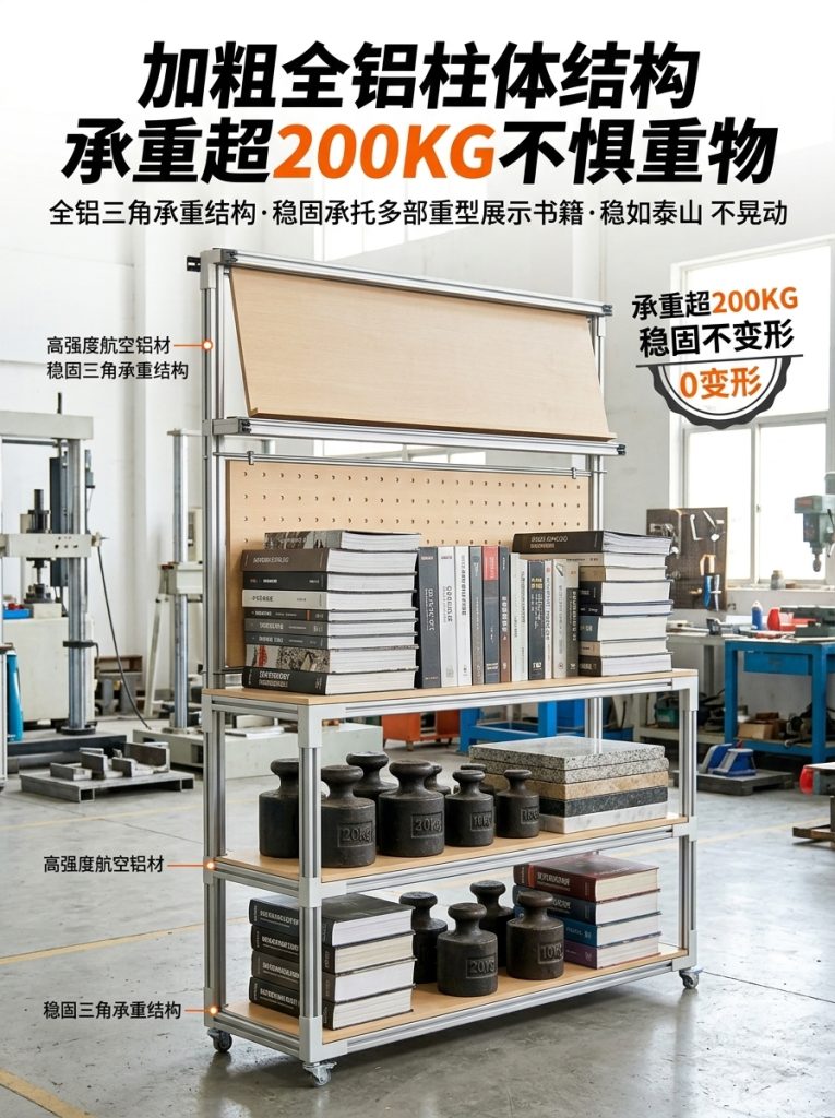 工业风金属展示架3层落地式书房储物陈列架可定制展架置物架货架 - 产品图片