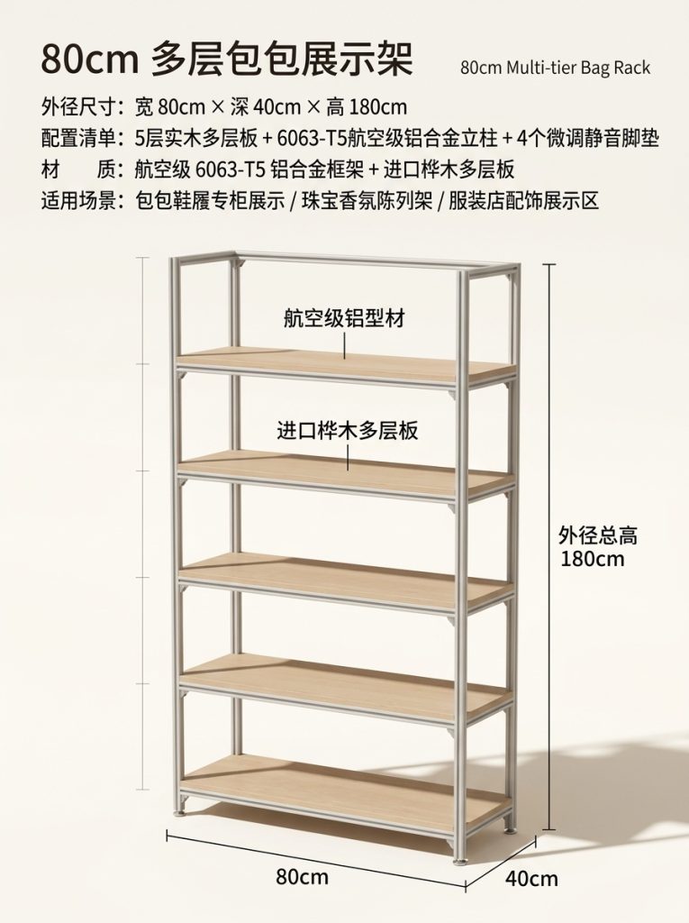 温柔风铝型材海洋板服装展示架落地式多层收纳架商场服装店衣帽架 - 产品图片