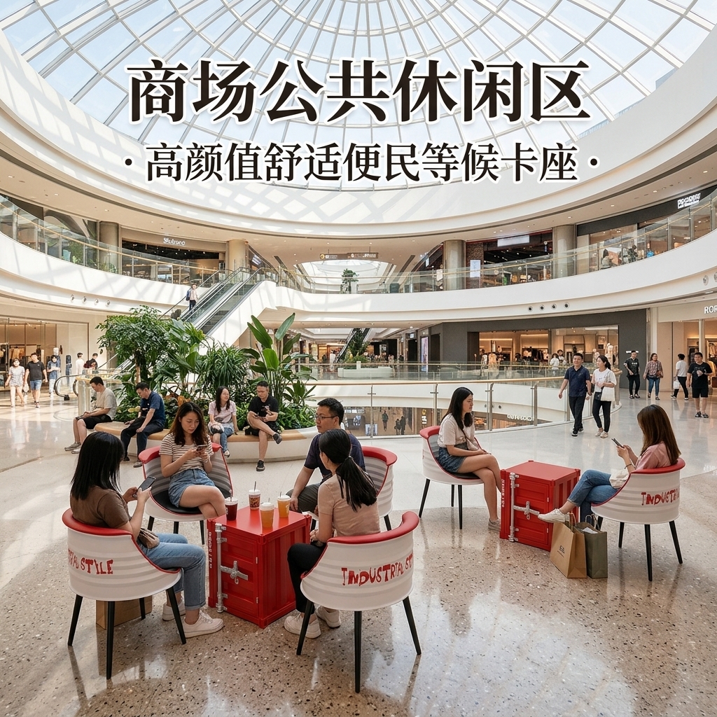 户外露营休闲外摆桌椅创意商用商场公共座椅工业风奶茶店桌椅组合 - 产品图片