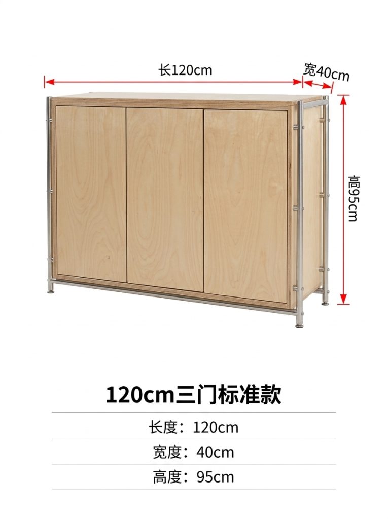 海洋板光轴餐边柜客厅多门储物柜多功能靠墙收纳柜工业风落地斗柜 - 产品图片