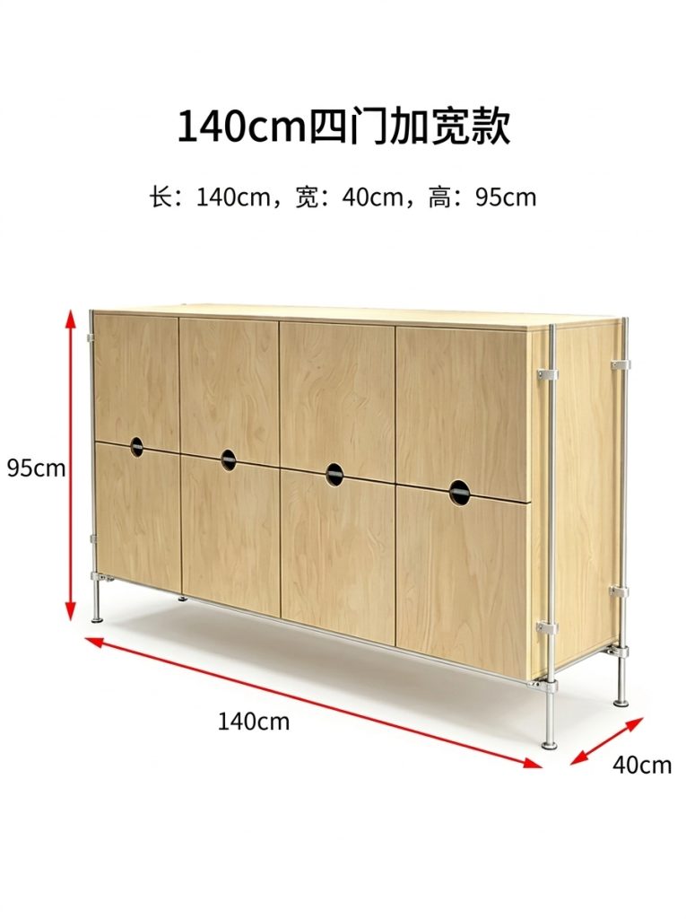 海洋板光轴餐边柜客厅多门储物柜多功能靠墙收纳柜工业风落地斗柜 - 产品图片