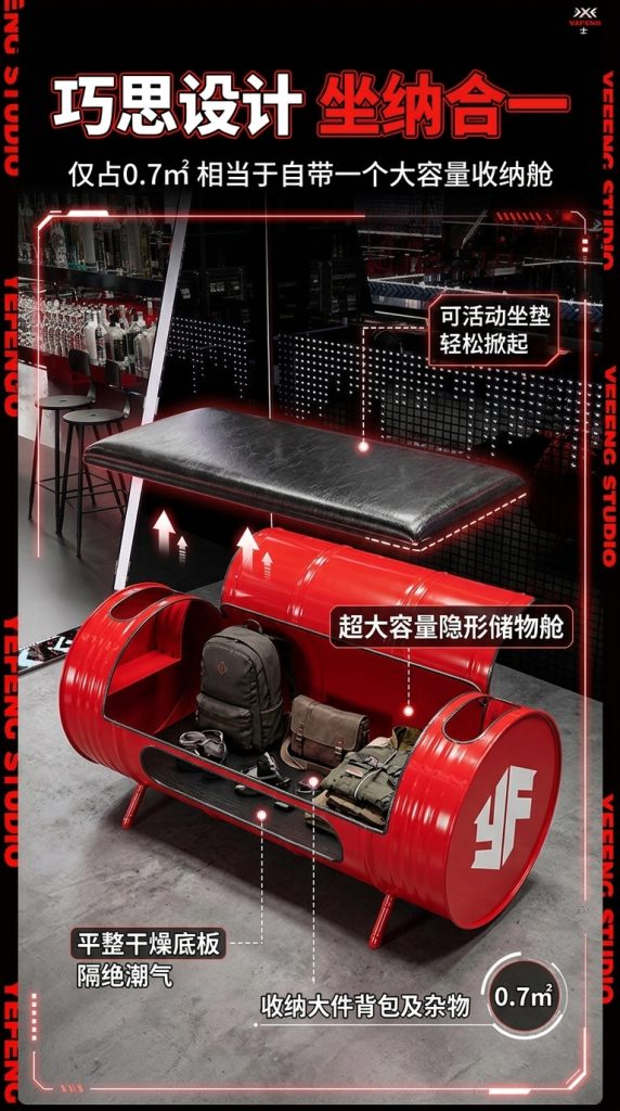 酒吧桌椅组合油桶沙发ktv铁艺茶几服装店创意工业风复古卡座沙发 - 产品图片