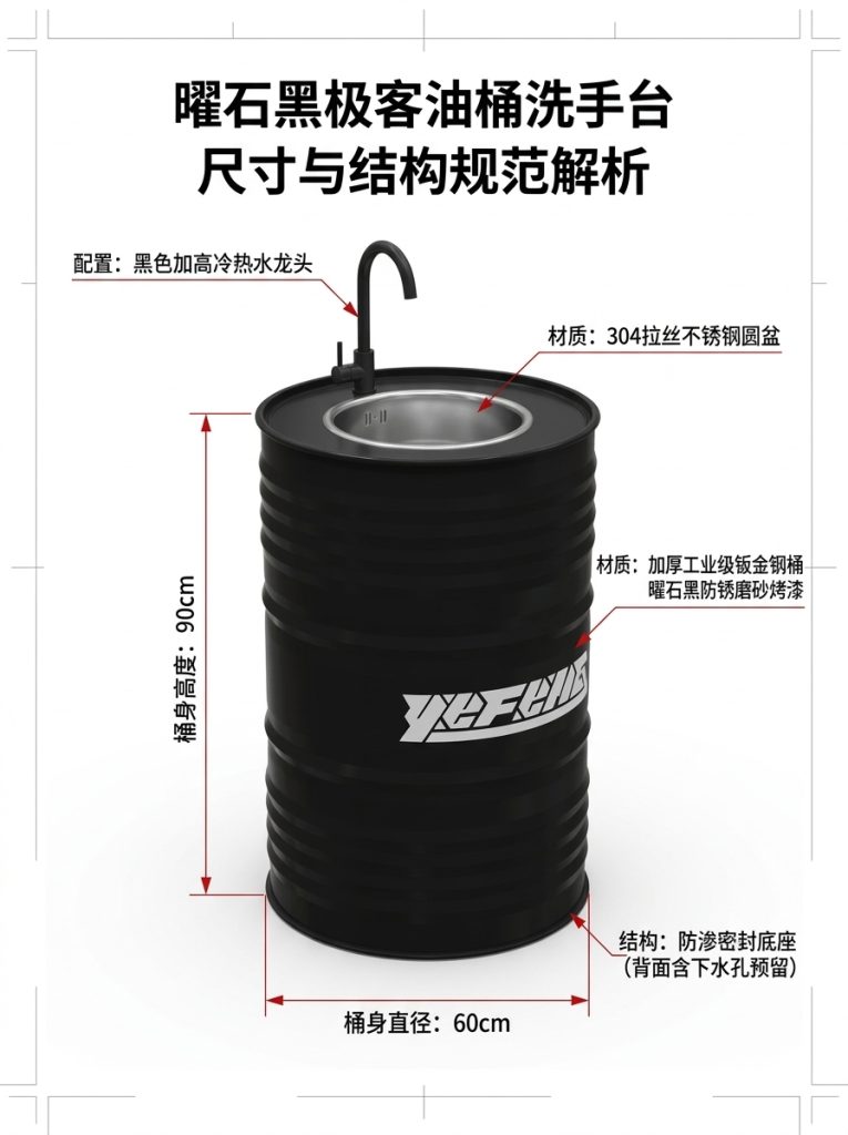 铁艺洗手盆复古工业风油桶创意卫生间洗漱台厕所个性洗手池洗手台 - 产品图片