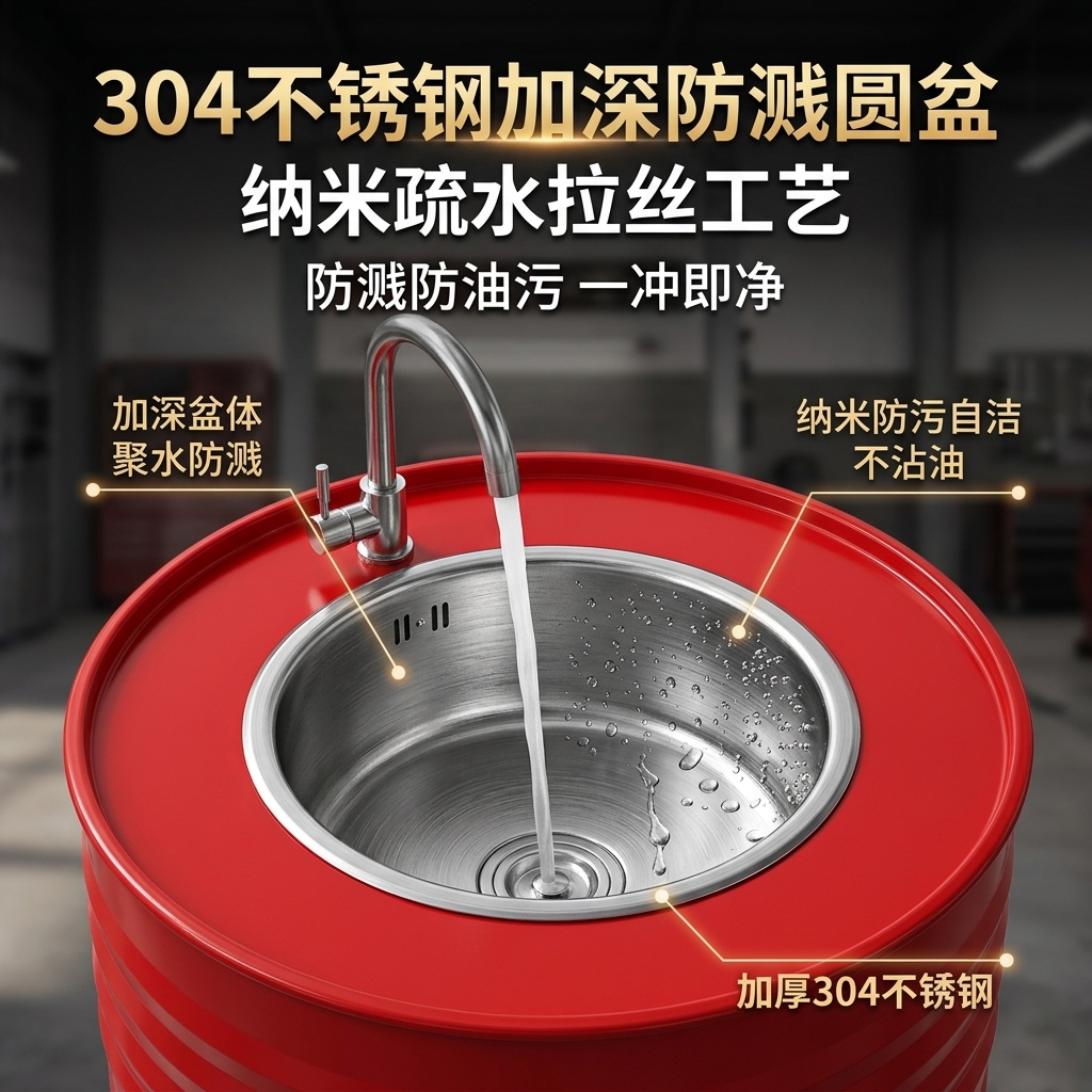 铁艺洗手盆复古工业风油桶创意卫生间洗漱台厕所个性洗手池洗手台 - 产品图片