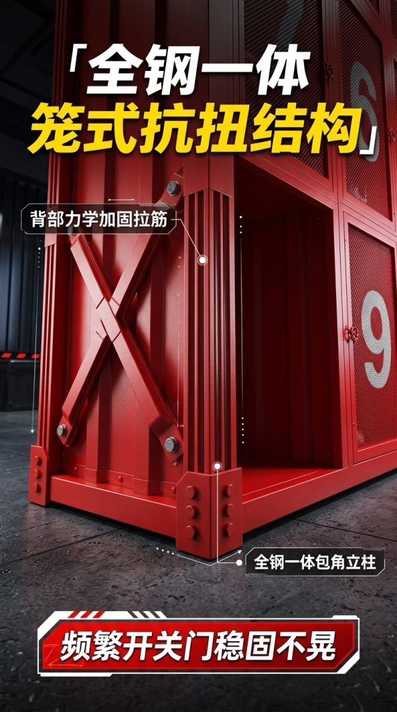 工业风更衣柜健身房舞蹈室体育运动鞋服收纳柜创意铁艺商用储物柜 - 产品图片