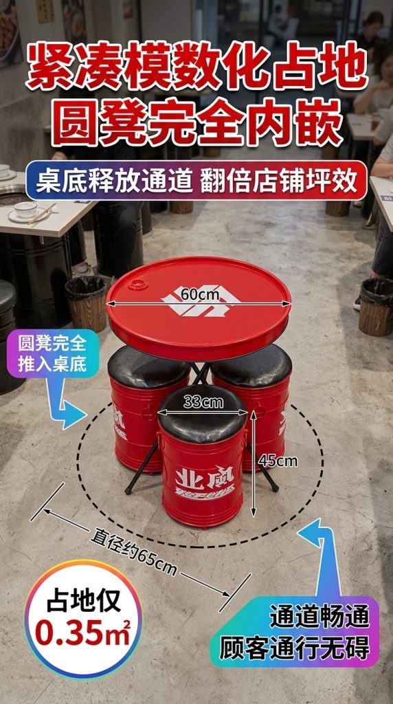 工业风桌椅组合奶茶咖啡店商用创意汽修店铺健身房休息区等候座椅 - 产品图片
