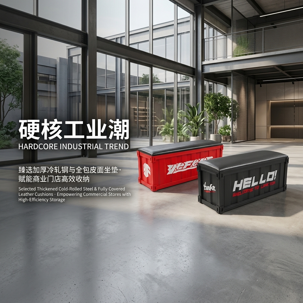 工业风长条凳网红奶茶店咖啡厅餐饮健身房收纳换鞋凳酒吧等候长凳 - 产品图片
