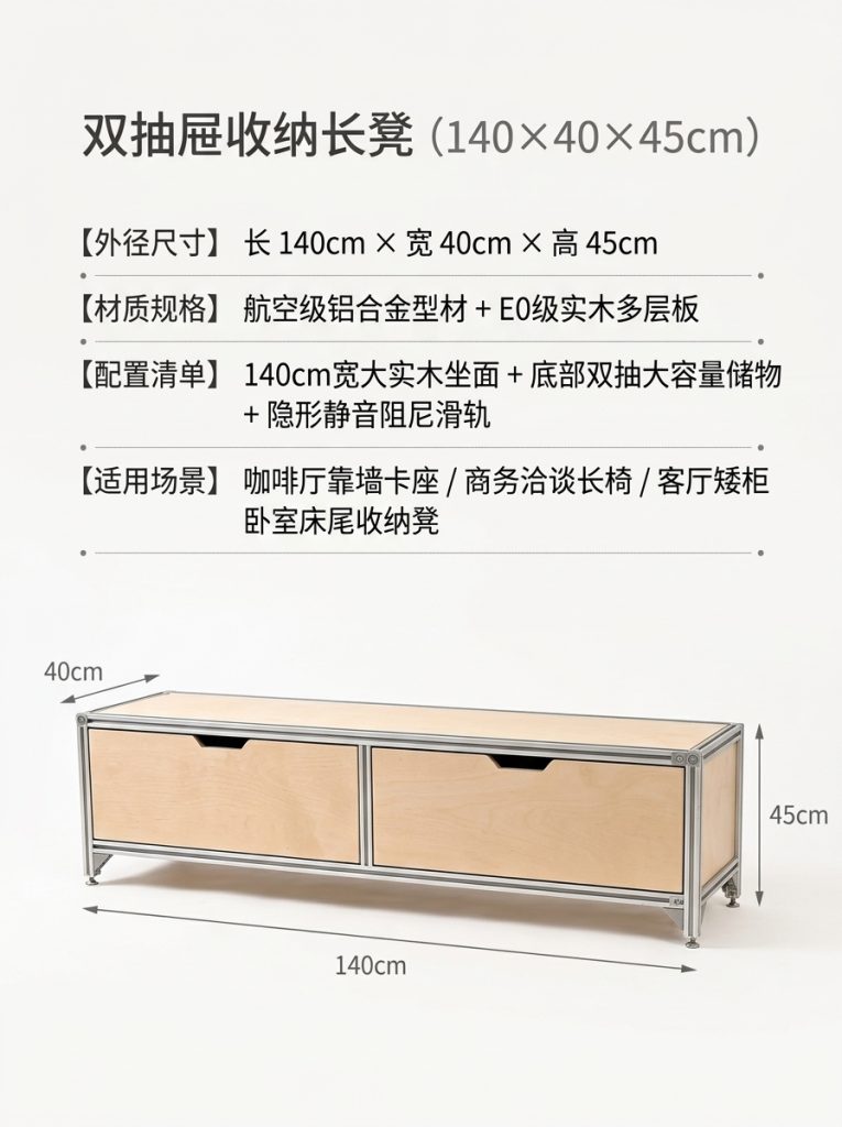 铝型材桌椅卡座休闲区桌椅组合茶几创意卡座储物柜商用转角卡座 - 产品图片
