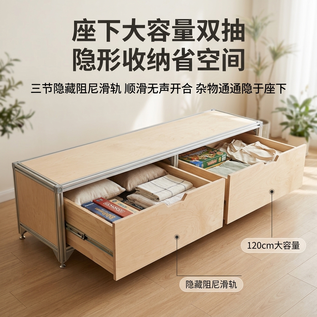 铝型材桌椅卡座休闲区桌椅组合茶几创意卡座储物柜商用转角卡座 - 产品图片