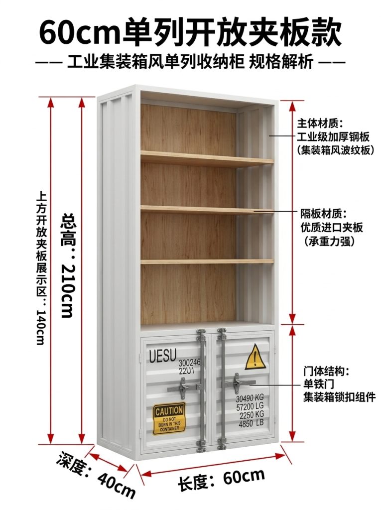 酒柜展示柜手办产品乐高陈列柜工业风集装箱商用展示玻璃柜置物架 - 产品图片