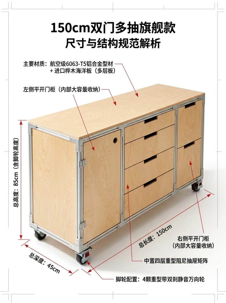 海洋板多层抽屉置物柜办公室多功能储物柜可移动咖啡柜商用展示柜 - 产品图片