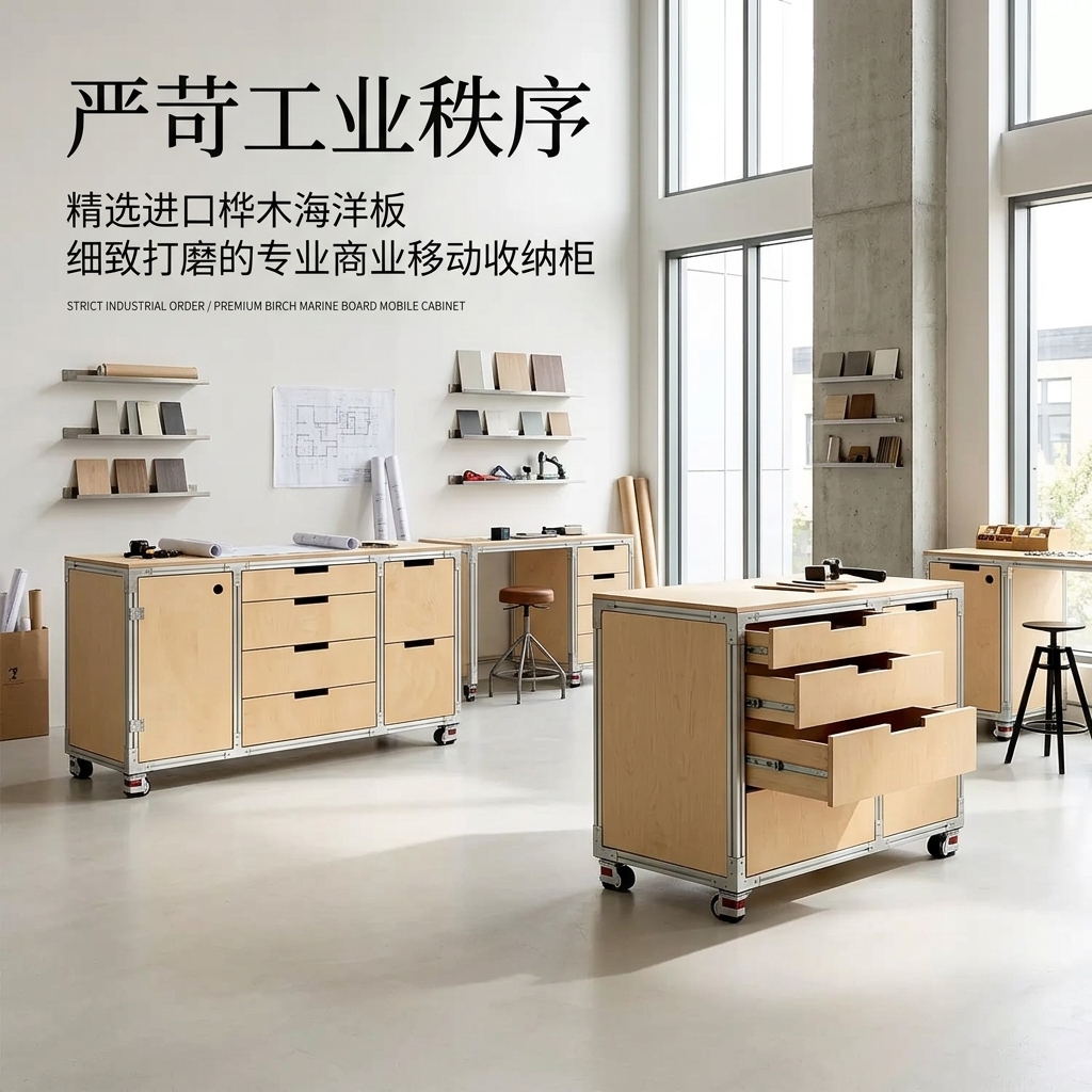 海洋板多层抽屉置物柜办公室多功能储物柜可移动咖啡柜商用展示柜 - 产品图片