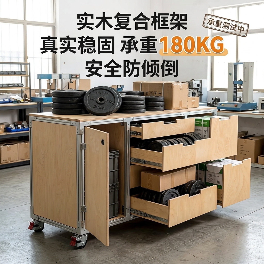 海洋板多层抽屉置物柜办公室多功能储物柜可移动咖啡柜商用展示柜 - 产品图片