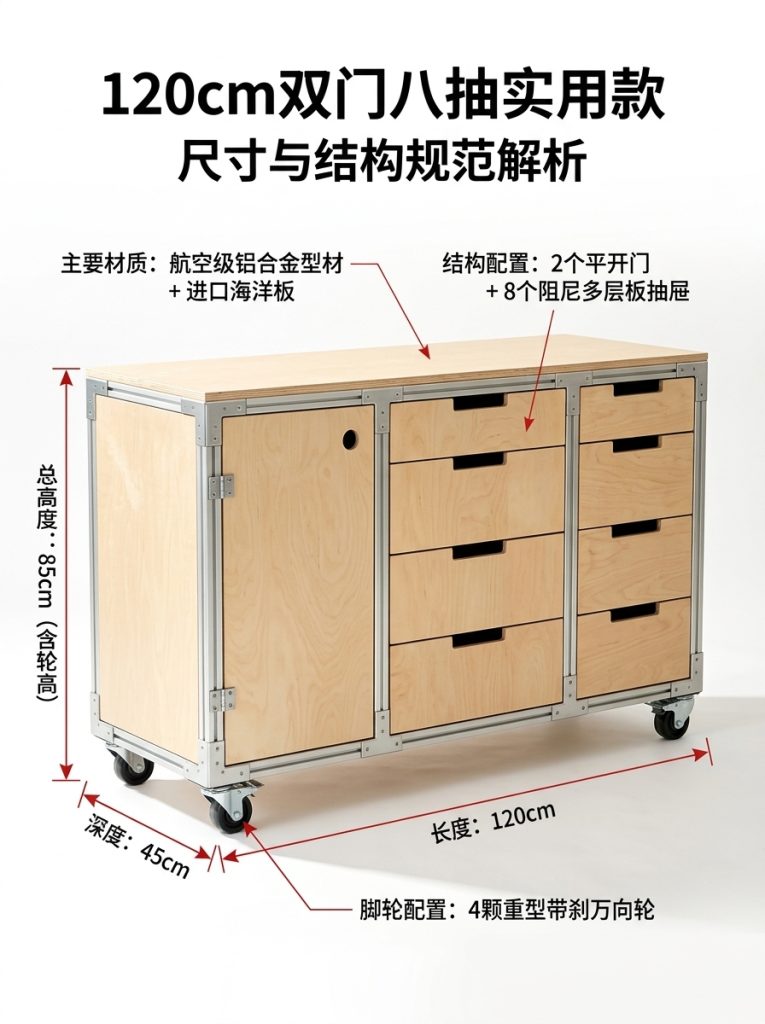 海洋板多层抽屉置物柜办公室多功能储物柜可移动咖啡柜商用展示柜 - 产品图片