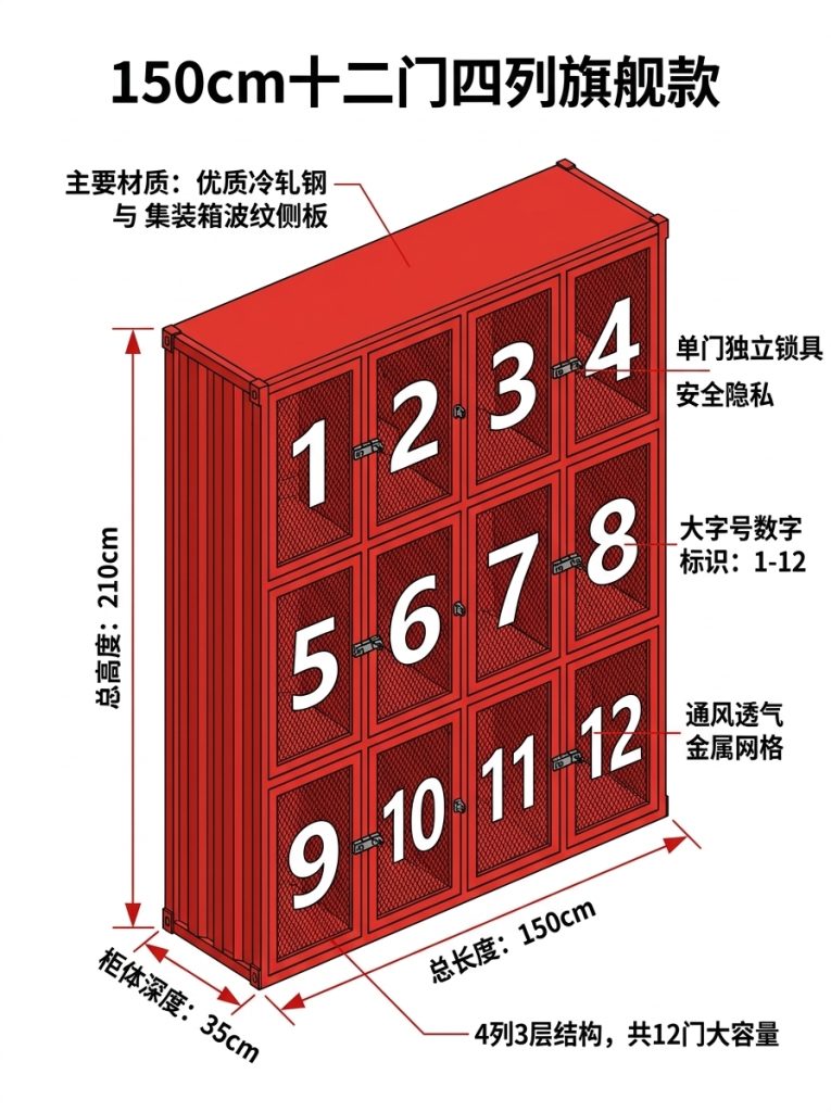 工业风更衣柜健身房舞蹈室体育运动鞋服收纳柜创意铁艺商用储物柜 - 产品图片