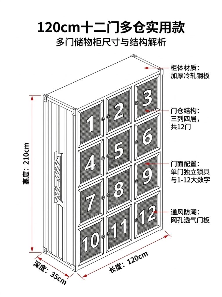 工业风更衣柜健身房舞蹈室体育运动鞋服收纳柜创意铁艺商用储物柜 - 产品图片