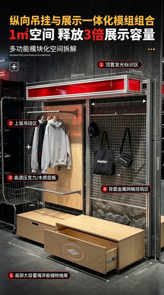 海洋板亚克力展示架可移动产品陈列架展会买手店货架商用置物架 - 产品图片