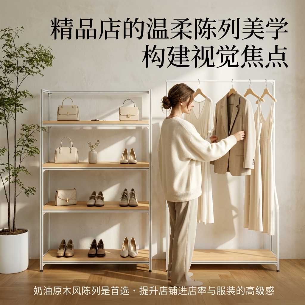 温柔风铝型材海洋板服装展示架落地式多层收纳架商场服装店衣帽架 - 产品图片