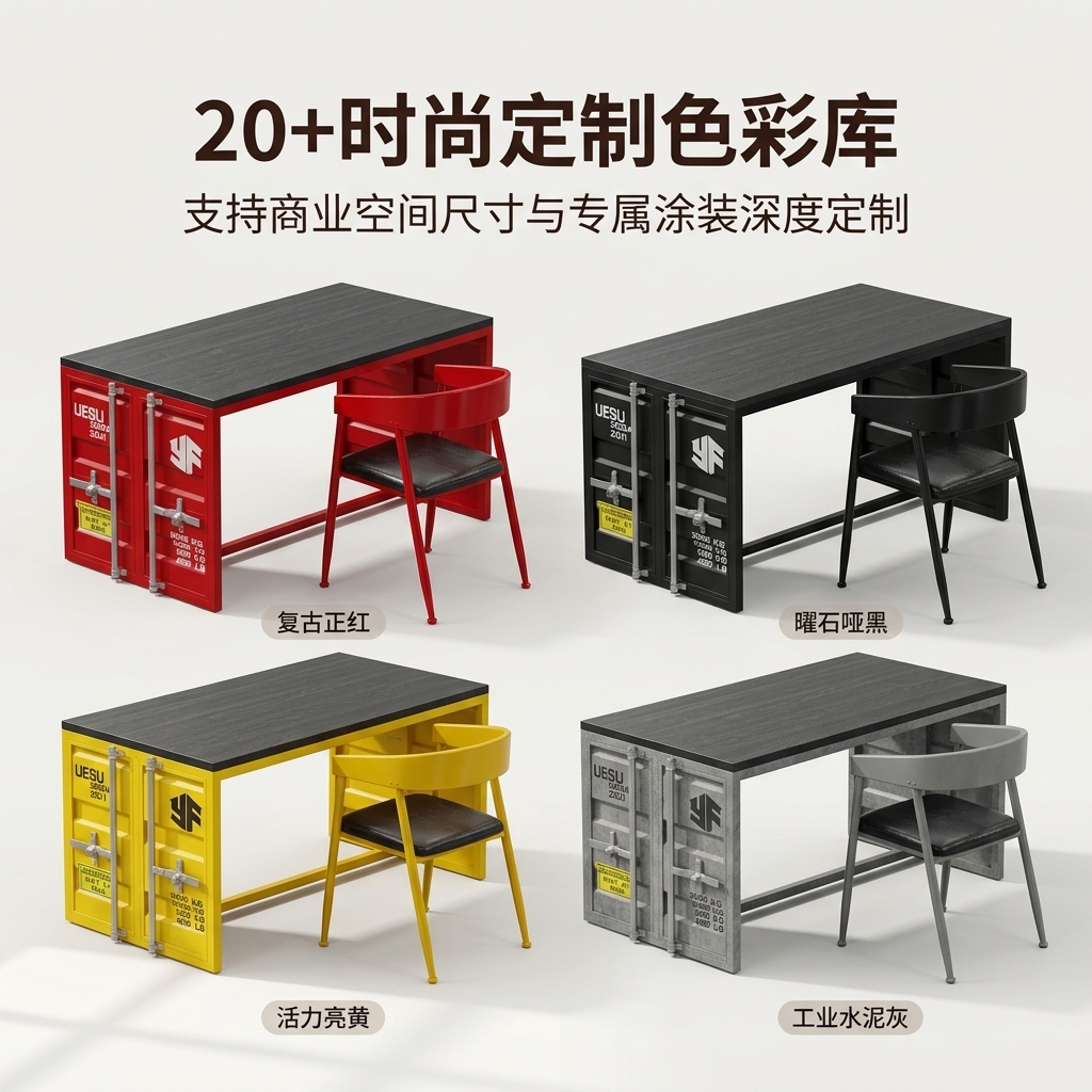 工业风卡座桌椅酒吧清吧小酒馆咖啡厅休息区洽谈桌椅网红餐饮家具 - 产品图片