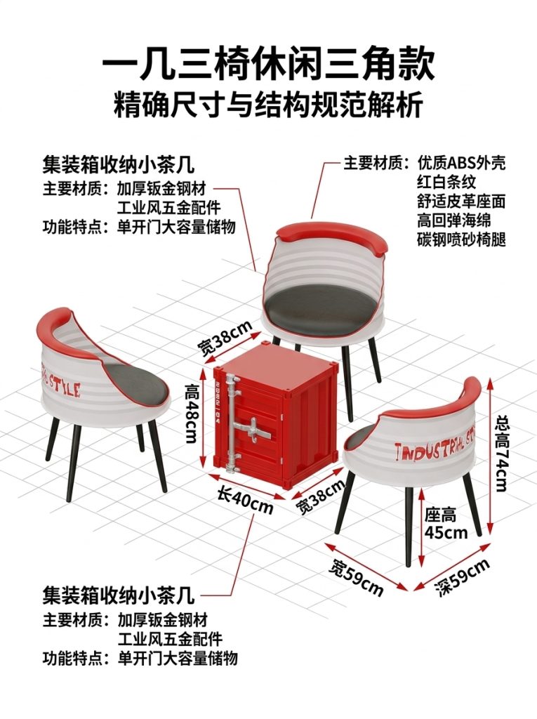 户外露营休闲外摆桌椅创意商用商场公共座椅工业风奶茶店桌椅组合 - 产品图片