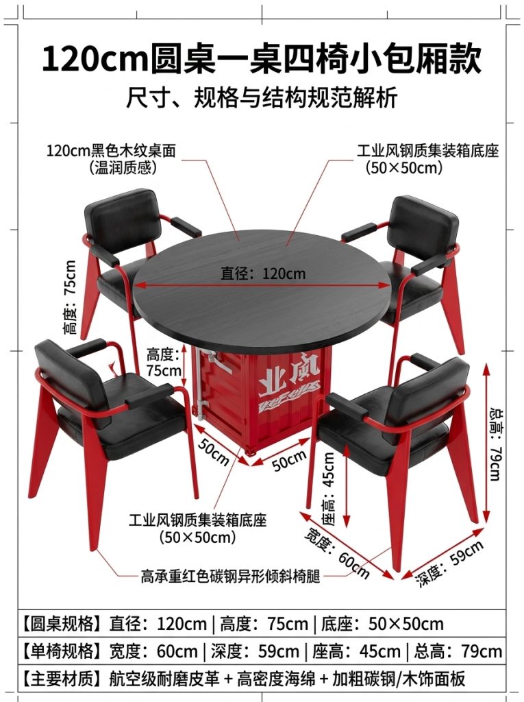 工业风实木餐桌网红烤肉店烧烤店多人包厢个性铁艺圆形餐桌椅组合 - 产品图片
