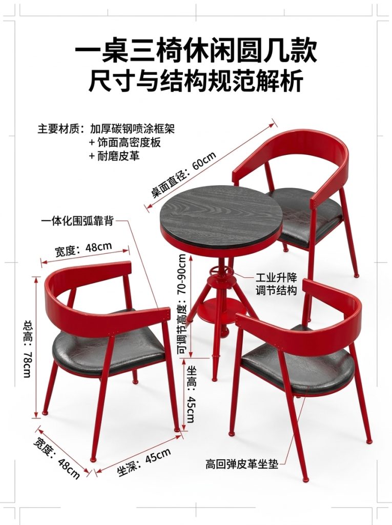 工业风桌椅组合酒吧餐台椅奶茶店咖啡厅休息区洽谈桌网红餐饮家具 - 产品图片