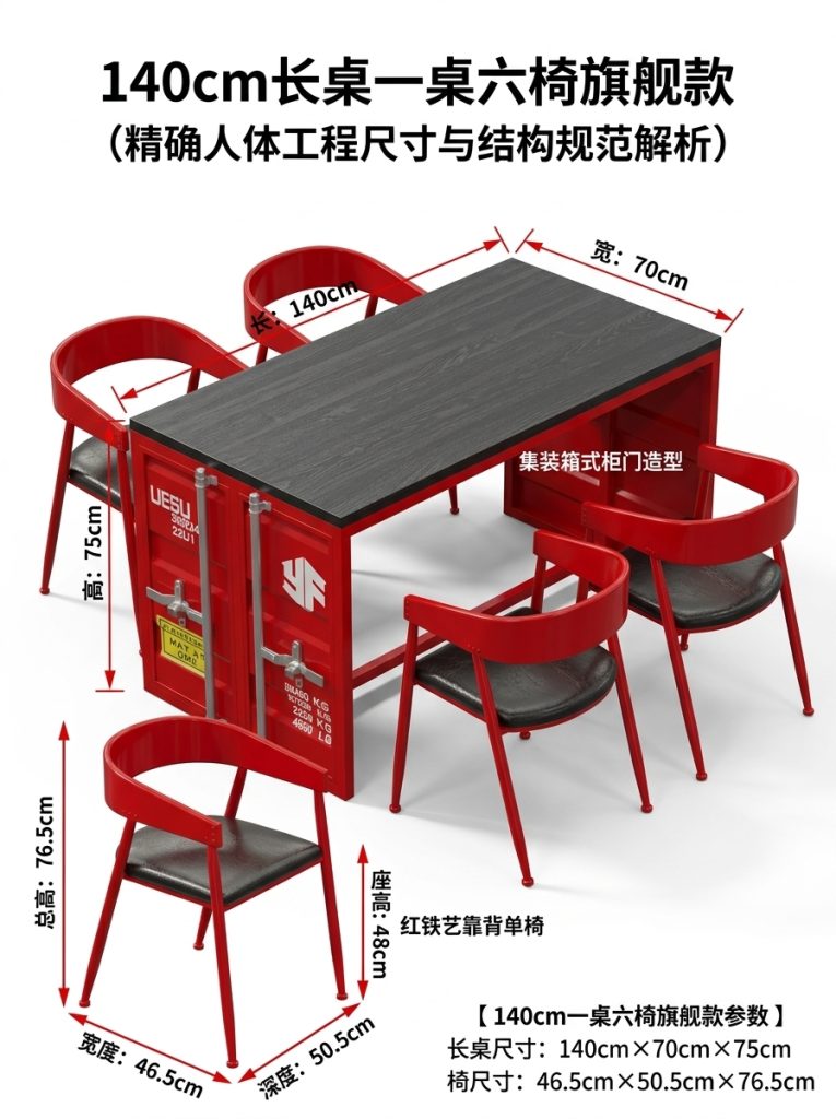 工业风卡座桌椅酒吧清吧小酒馆咖啡厅休息区洽谈桌椅网红餐饮家具 - 产品图片