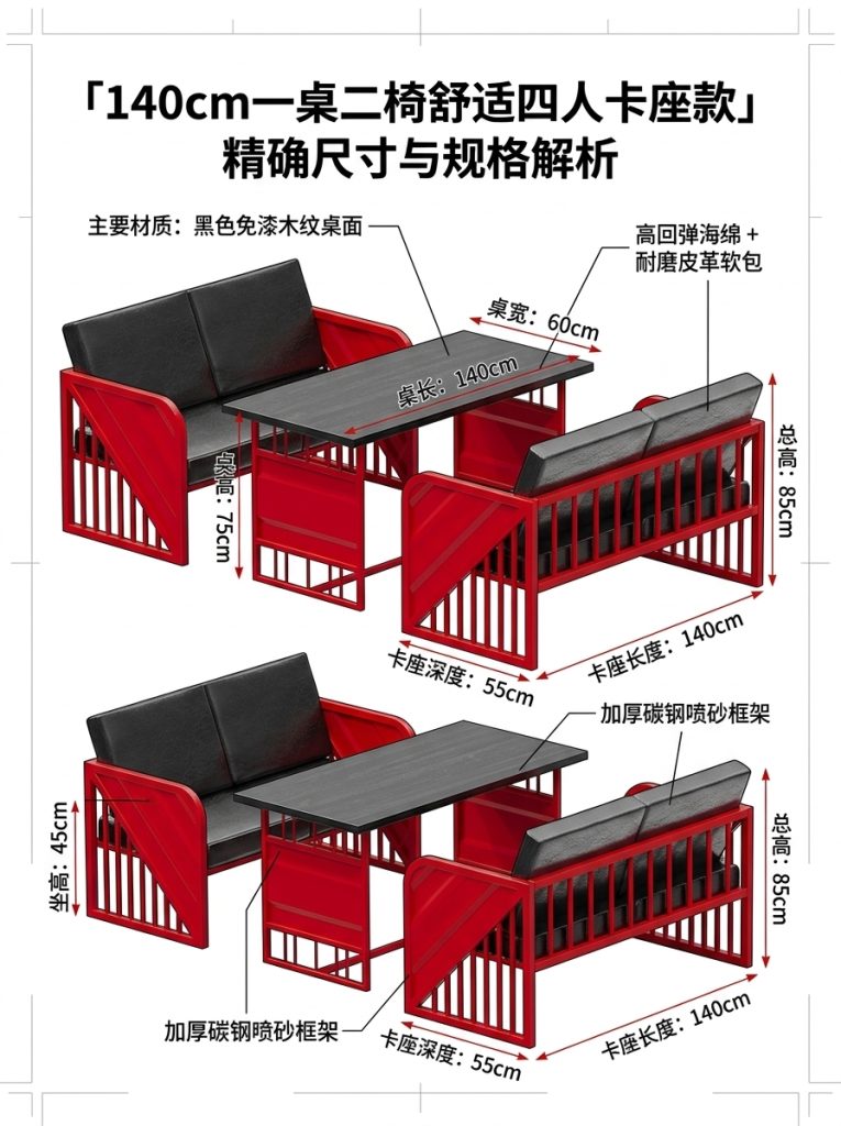 工业风酒吧桌椅组合清吧定制铁艺集装箱复古奶茶店咖啡厅卡座沙发 - 产品图片
