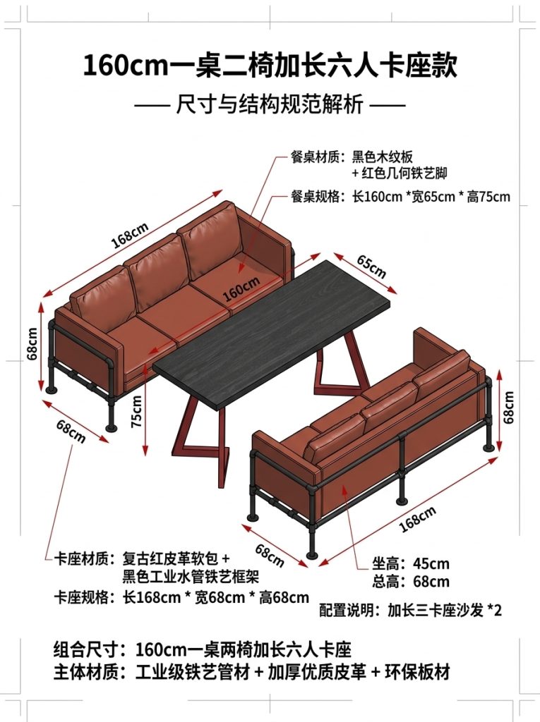 工业风酒吧沙发卡座接待餐桌网红奶茶店烧烤店清吧咖啡厅桌椅组合 - 产品图片