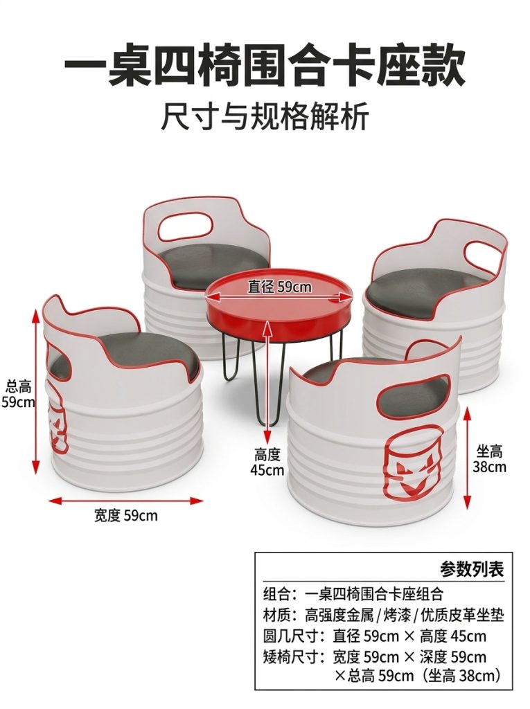 网红咖啡厅桌椅组合奶茶店餐台椅酒吧休息区洽谈桌工业风餐饮家具 - 产品图片