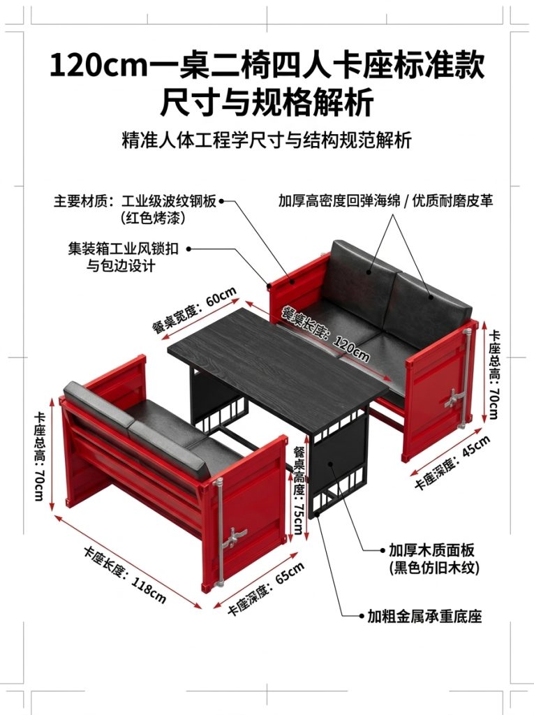 工业风酒吧桌椅组合清吧烧烤店西餐厅咖啡厅商用铁艺餐椅卡座沙发 - 产品图片