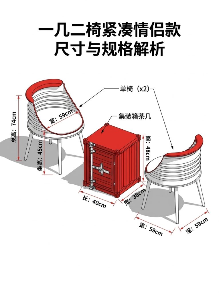 户外露营休闲外摆桌椅创意商用商场公共座椅工业风奶茶店桌椅组合 - 产品图片