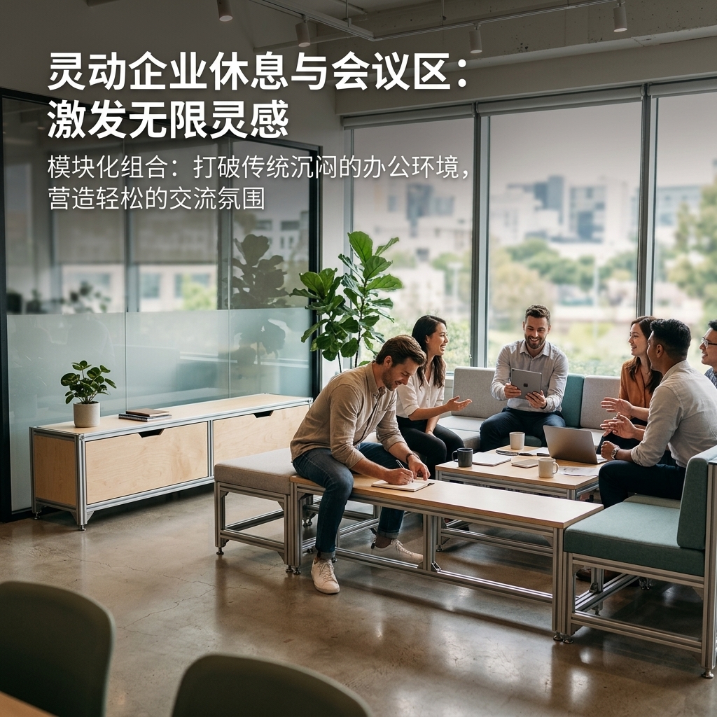 铝型材桌椅卡座休闲区桌椅组合茶几创意卡座储物柜商用转角卡座 - 产品图片