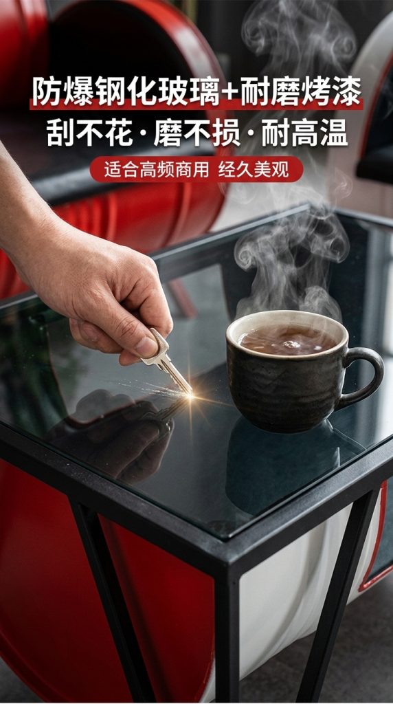 咖啡厅桌椅奶茶店创意商用清吧休闲区工业风酒吧卡座沙发茶几组合 - 产品图片